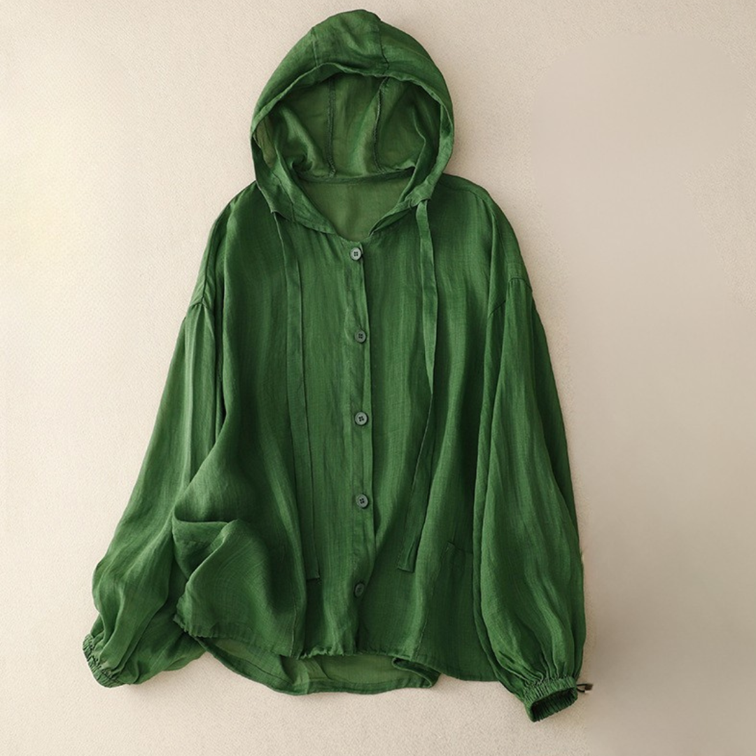 JULISTRA — lniana elegancka bluza z kapturem
