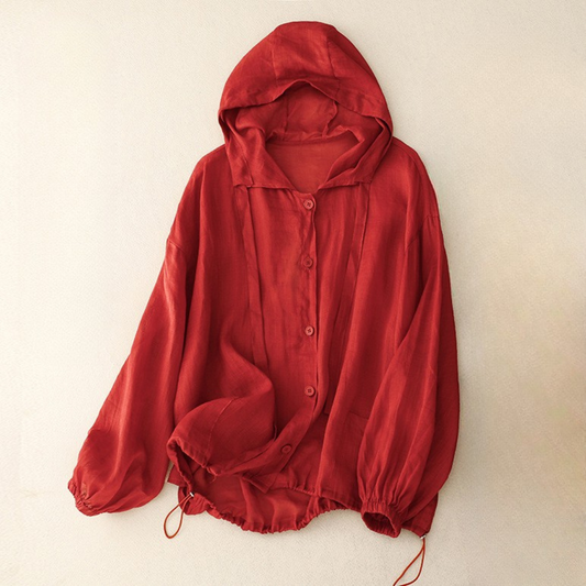 JULISTRA — lniana elegancka bluza z kapturem