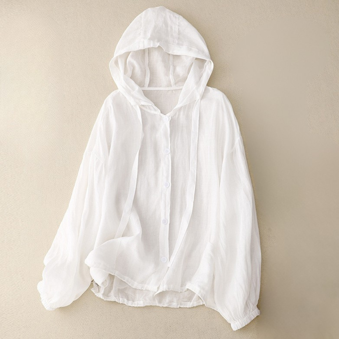 JULISTRA — lniana elegancka bluza z kapturem